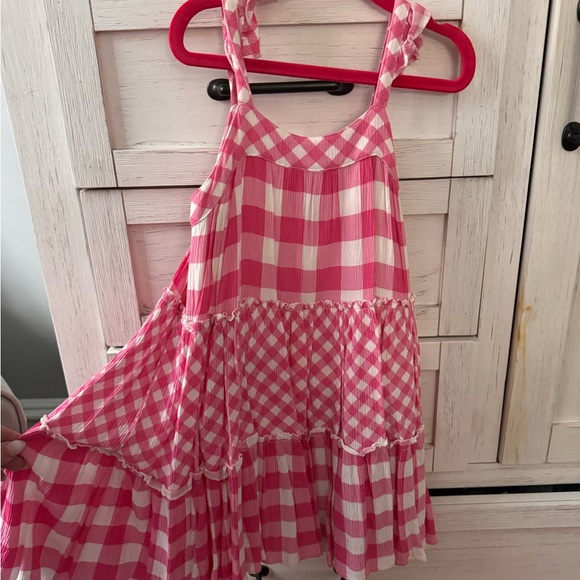 Girls French connection Pink and White Gingham Dress - Picture 1 of 2